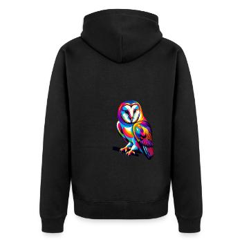 Colorful Pop Art Barn Owl Owls - Unisex Premium Organic Zip Hoodie - black - Back - Nico (187cm)