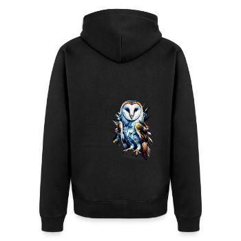 Polygon Art Schleiereule Eulen - Unisex Premium Bio Zip Hoodie - Schwarz - Hinten - Nico (187cm)