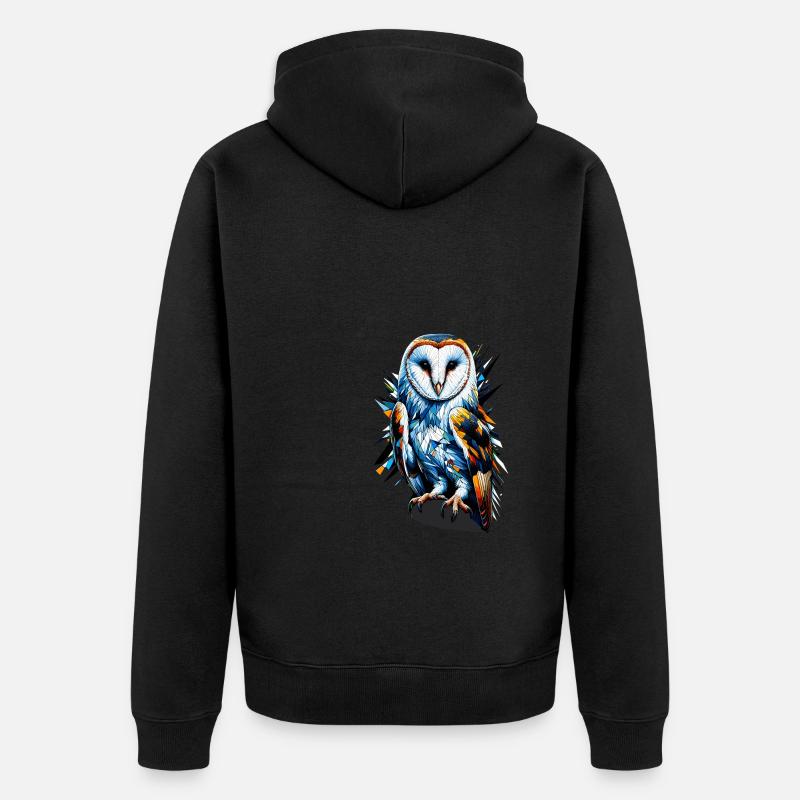 Polygon Art Schleiereule Eulen - Unisex Premium Bio Zip Hoodie - Schwarz