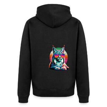 Retro Sunset Sunglasses Bobcat Lynx Bobcats - Unisex Premium Organic Zip Hoodie - black - Back - Nico (187cm)