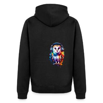 Colorful Splash Art Barn Owl Owls - Unisex Premium Organic Zip Hoodie - black - Back - Nico (187cm)