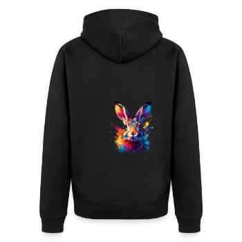 Colorful Splash Art Jackrabbit Jackrabbits - Unisex Premium Organic Zip Hoodie - black - Back - Nico (187cm)