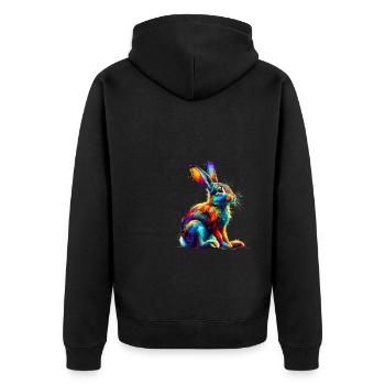 Colorful Splash Art Jackrabbit Jackrabbits - Unisex Premium Organic Zip Hoodie - black - Back - Nico (187cm)