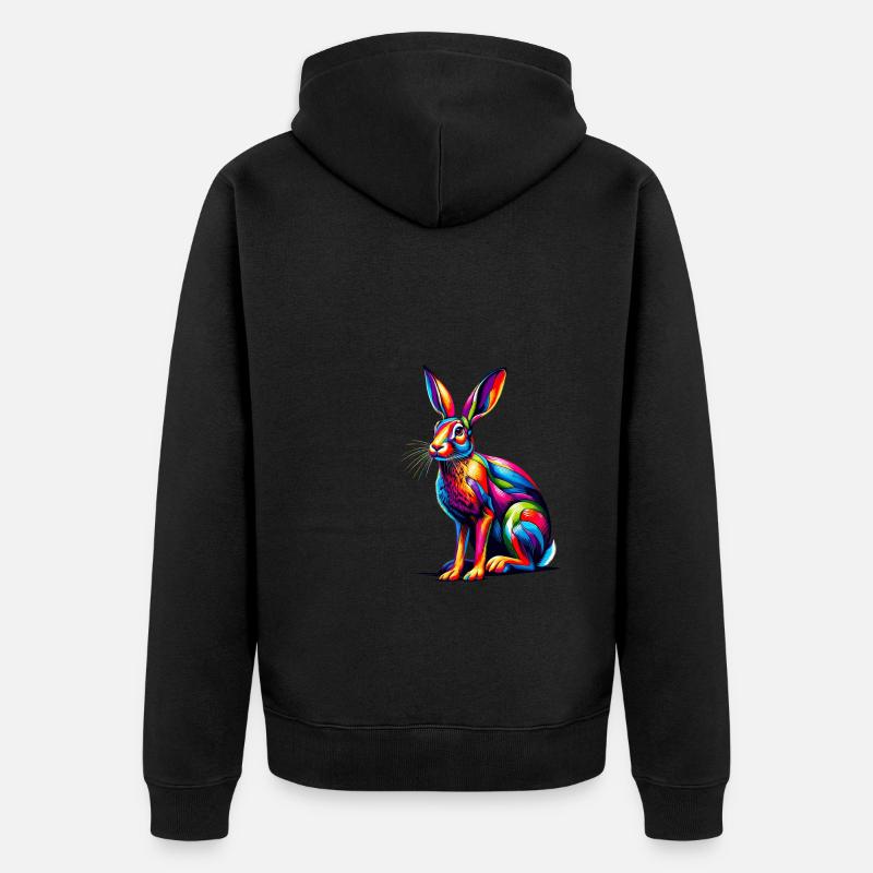 Bunte Pop Art Jackrabbit Jackrabbits - Unisex Premium Bio Zip Hoodie - Schwarz