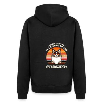 J’ai peut-être l’air de t’écouter, chat de Birmanie - Veste à capuche bio Premium Unisexe - noir - Dos - Nico (187cm)