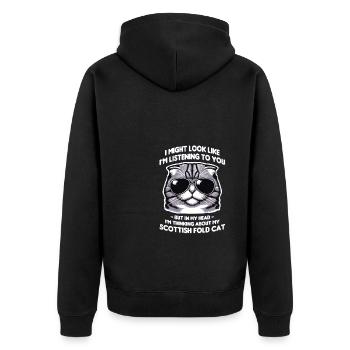 J’ai peut-être l’air de t’écouter, écossais - Veste à capuche bio Premium Unisexe - noir - Dos - Nico (187cm)