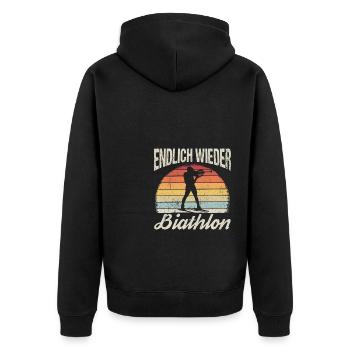 Endlich Wieder Biathlon Wintersport Schnee Biathle - Unisex Premium Bio Zip Hoodie - Schwarz - Hinten - Nico (187cm)