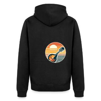 Rétro coucher de soleil mandoline instrument musicien - Veste à capuche bio Premium Unisexe - noir - Dos - Nico (187cm)
