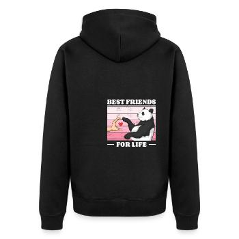 Panda Bear Lover Friend Pandas - Unisex Premium Organic Zip Hoodie - black - Back - Nico (187cm)