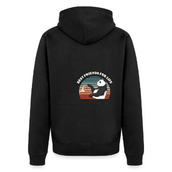 Retro Panda Bear Lover Friend Pandas - Unisex Premium Organic Zip Hoodie - black - Back - Nico (187cm)