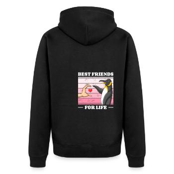 Pinguin Liebhaber Freund Pinguine - Unisex Premium Bio Zip Hoodie - Schwarz - Hinten - Nico (187cm)