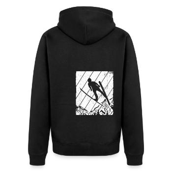 Ski Jumping Retro Ski Flying Ski Holiday Sport Ski S - Unisex Premium Organic Zip Hoodie - black - Back - Nico (187cm)
