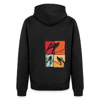 Ski Jumping Vintage Ski Flying Ski Holiday Ski Skisp - Unisex Premium Organic Zip Hoodie - black - Back - Nico (187cm)