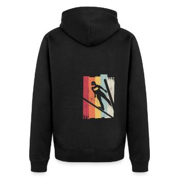 Ski Jumping Retro Ski Flying Ski Holiday Sport Ski S - Unisex Premium Organic Zip Hoodie - black - Back - Nico (187cm)