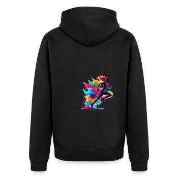 Splash Art Running Marathon Fitness Runner Run - Unisex Premium Organic Zip Hoodie - black - Back - Nico (187cm)