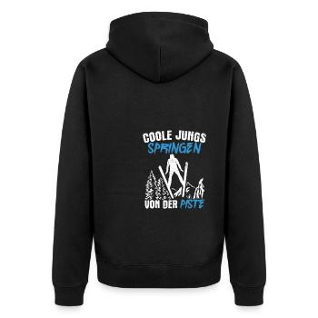 Ski Jumping Ski Flying Competition Winter Sports Skisp - Unisex Premium Organic Zip Hoodie - black - Back - Nico (187cm)