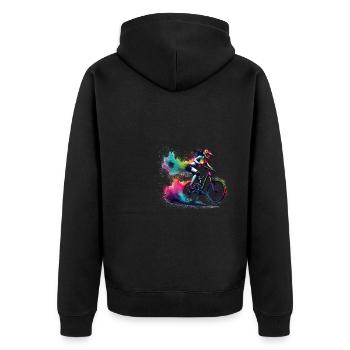 Colorful Cycling Cyclist Mountain Bike Cyclists - Unisex Premium Organic Zip Hoodie - black - Back - Nico (187cm)