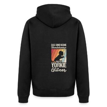 That's not dog hair, that's Yorkie glitter - Unisex Premium Organic Zip Hoodie - black - Back - Nico (187cm)