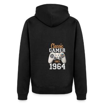 Video Gaming 60 Geburtstag 1964 Classic Gamer - Unisex Premium Bio Zip Hoodie - Schwarz - Hinten - Nico (187cm)