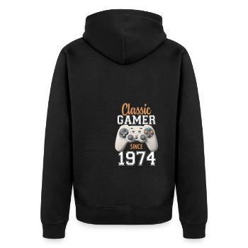 Video Gaming 50 Geburtstag 1974 Classic Gamer - Unisex Premium Bio Zip Hoodie - Schwarz - Hinten - Nico (187cm)