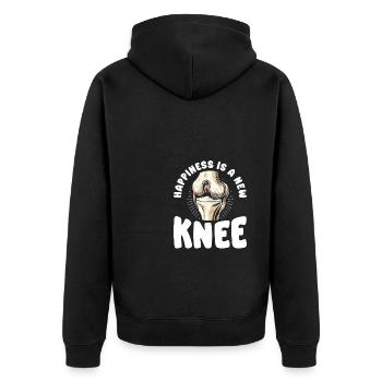 Happiness Is A New Knee Bionic Joint Replacement - Unisex Premium Organic Zip Hoodie - black - Back - Nico (187cm)