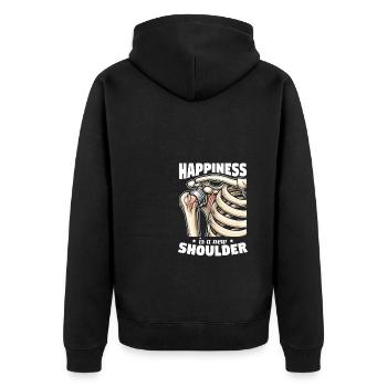 Bionische Schulterersatzchirurgie Gelenkwiederherstellung - Unisex Premium Bio Zip Hoodie - Schwarz - Hinten - Nico (187cm)
