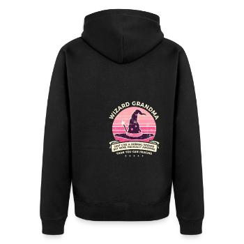 Wizard Grandma Grandchild Grandmother - Unisex Premium Organic Zip Hoodie - black - Back - Nico (187cm)