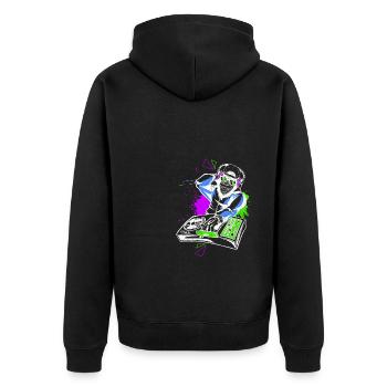 DJ Monkey Music Party Fun Sunglasses Dance Party M - Unisex Premium Organic Zip Hoodie - black - Back - Nico (187cm)