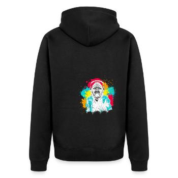 DJ Monkey Music Party Fun Sunglasses Monkey Headph - Unisex Premium Bio Zip Hoodie - Schwarz - Hinten - Nico (187cm)