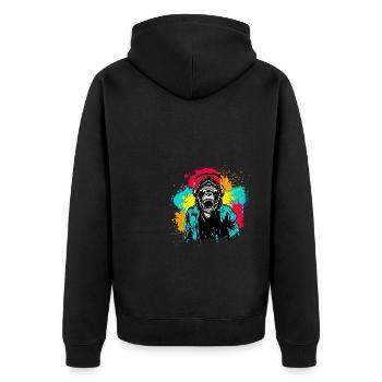 DJ Monkey Music Party Fun Sunglasses Dance Party M - Unisex Premium Organic Zip Hoodie - black - Back - Nico (187cm)
