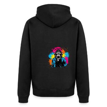 DJ Monkey Music Party Fun Sunglasses Dance Party M - Unisex Premium Organic Zip Hoodie - black - Back - Nico (187cm)