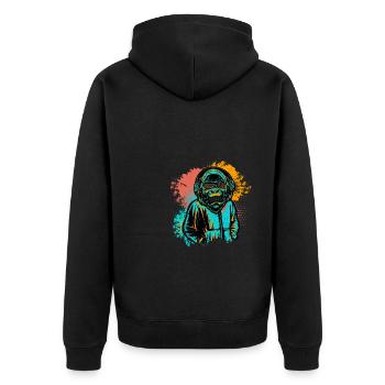 DJ Monkey Music Party Fun Sunglasses Monkey Headph - Unisex Premium Bio Zip Hoodie - Schwarz - Hinten - Nico (187cm)
