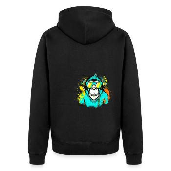 DJ Monkey Music Party Fun Sunglasses Dance Party M - Unisex Premium Organic Zip Hoodie - black - Back - Nico (187cm)
