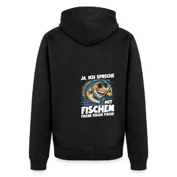 Drôle de pêcheur disant oui, je parle aux poissons - Veste à capuche bio Premium Unisexe - noir - Dos - Nico (187cm)