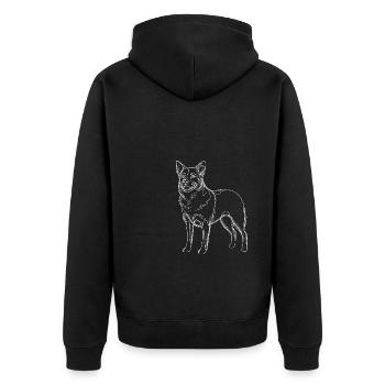 Line Art Australian Cattle Dog - Unisex Premium Organic Zip Hoodie - black - Back - Nico (187cm)