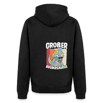 Großer Bruder Geschenk Brudersaurus T Rex Dino Bru - Unisex Premium Bio Zip Hoodie - Schwarz - Hinten - Nico (187cm)