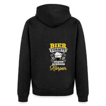 Bier Formte Diesen Schönen Körper Saufen Party Bie - Unisex Premium Bio Zip Hoodie - Schwarz - Hinten - Nico (187cm)