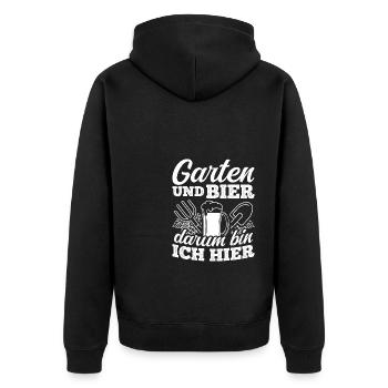 Garten Und Bier Darum Bin Ich Hier Saufen Garten B - Unisex Premium Bio Zip Hoodie - Schwarz - Hinten - Nico (187cm)