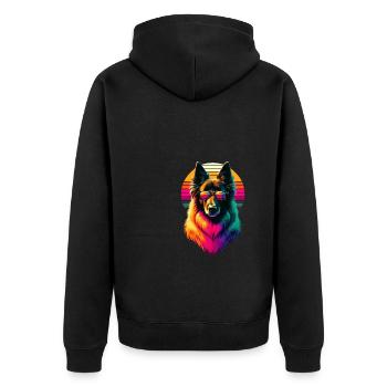 Lunettes de soleil rétro coucher de soleil Chien de berger belge - Veste à capuche bio Premium Unisexe - noir - Dos - Nico (187cm)