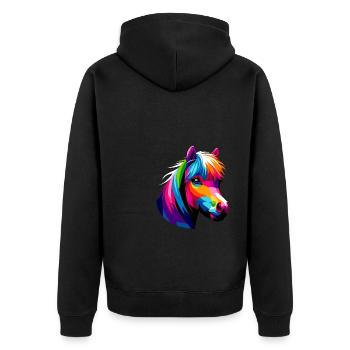 Pop Art Miniature Coloré Cheval Cheval - Veste à capuche bio Premium Unisexe - noir - Dos - Nico (187cm)