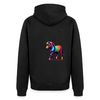 Pop Art Coloré Miniature Cheval Cheval - Veste à capuche bio Premium Unisexe - noir - Dos - Nico (187cm)