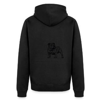 Geometrische Strichkunst Bulldogge Englische Bulldoggen - Unisex Premium Bio Zip Hoodie - Schwarz - Hinten - Nico (187cm)