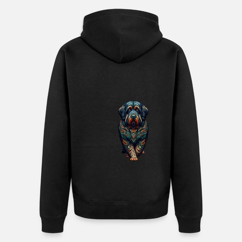 Mandala Art Briard Briards - Veste à capuche bio Premium Unisexe - noir