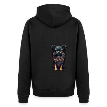 Mandala Art Brussels Griffon Griffon Bruxellois - Unisex Premium Organic Zip Hoodie - black - Back - Nico (187cm)