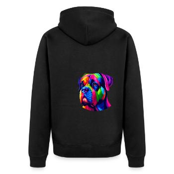 Bunte Pop Art Cane Corso Italienischer Mastiff - Unisex Premium Bio Zip Hoodie - Schwarz - Hinten - Nico (187cm)