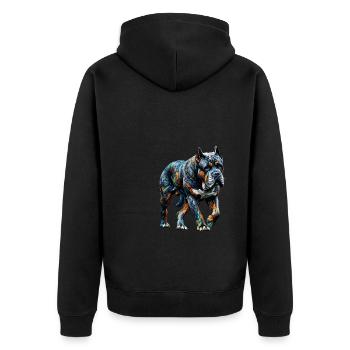 Polygon Art Cane Corso Italienischer Mastiff - Unisex Premium Bio Zip Hoodie - Schwarz - Hinten - Nico (187cm)