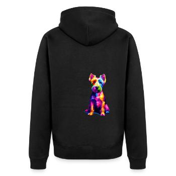 Colorful Pop Art Glen Of Imaal Terrier Terriers - Unisex Premium Organic Zip Hoodie - black - Back - Nico (187cm)