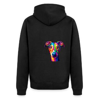 Bunte Pop Art Italienisch Windhund Italienisch - Unisex Premium Bio Zip Hoodie - Schwarz - Hinten - Nico (187cm)