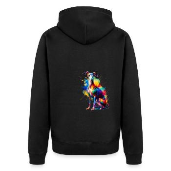 Bunte Splash Art Italienisch Windhund Italienisch - Unisex Premium Bio Zip Hoodie - Schwarz - Hinten - Nico (187cm)