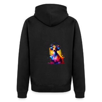Splash Art Kopfhörer Italienisch Windhund Italienisch - Unisex Premium Bio Zip Hoodie - Schwarz - Hinten - Nico (187cm)